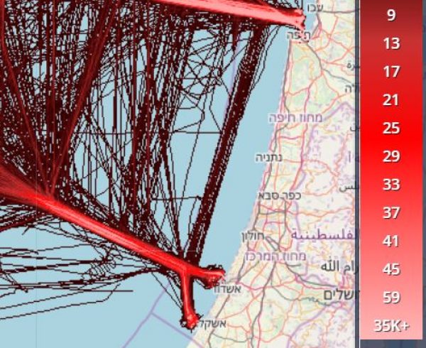 נתוני תנועת האוניות מול חופי ישראל